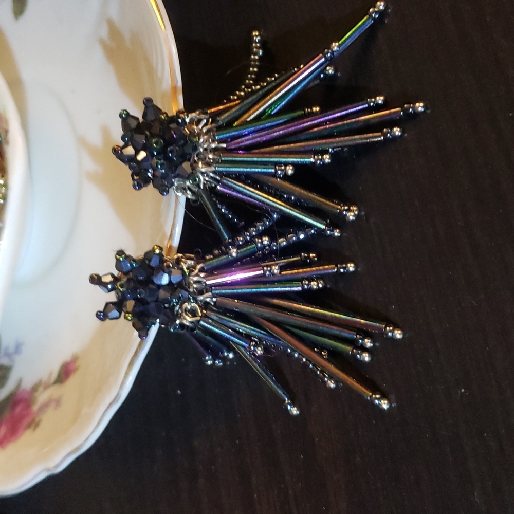 Multi colored beaded earrings